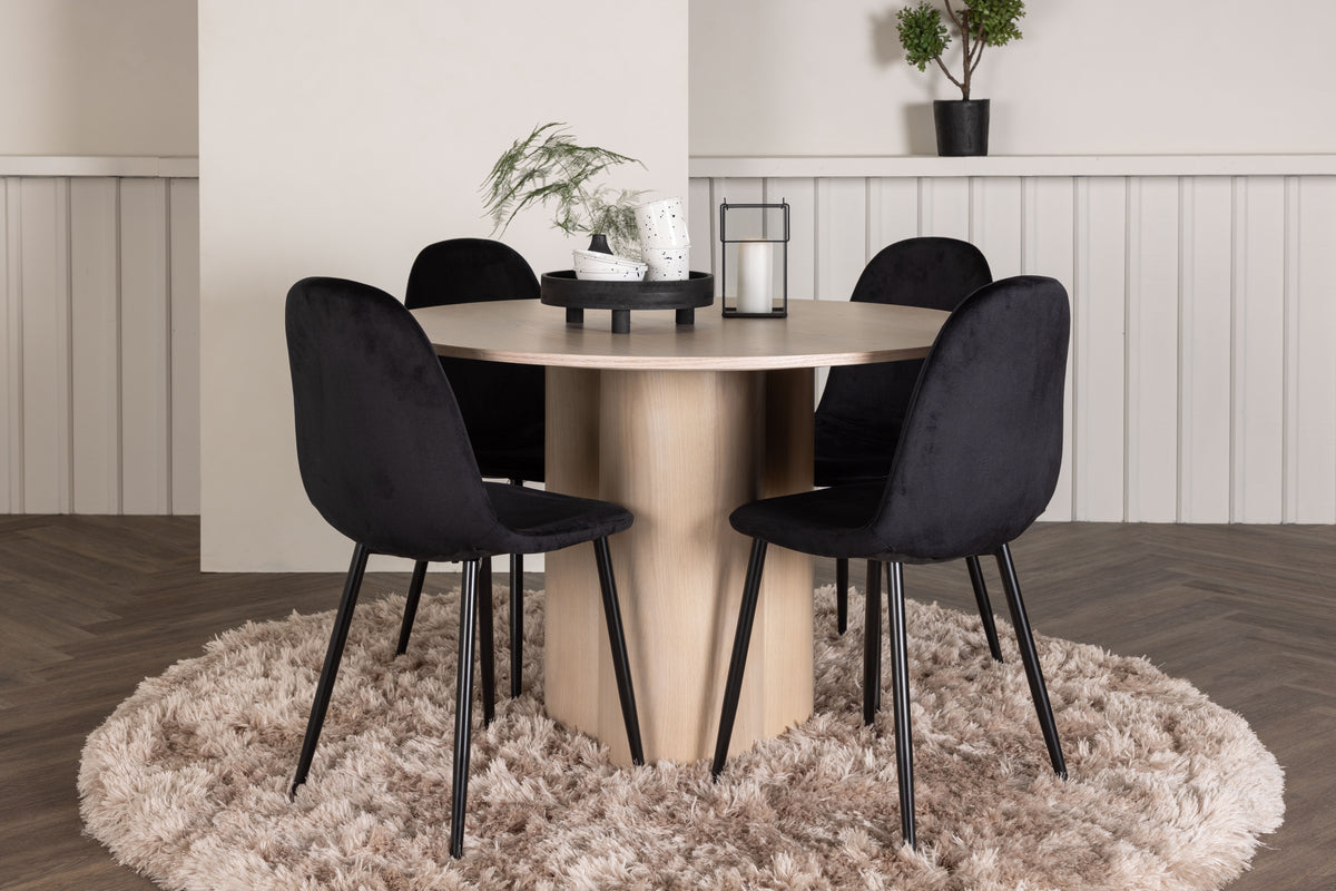 Dining Chair 2-pack Black + Round Dining Table ø110 Whitewash