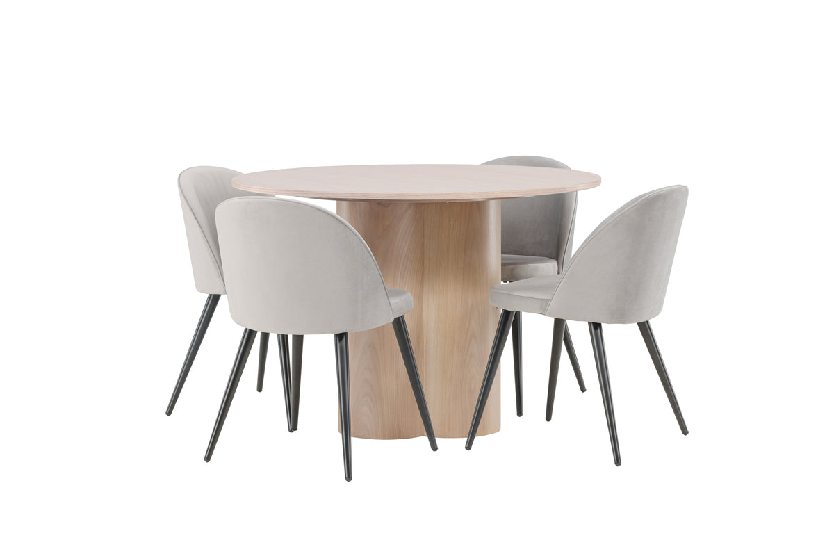 Dining Chair 2-pack Grey + Round Dining Table ø110 Whitewash
