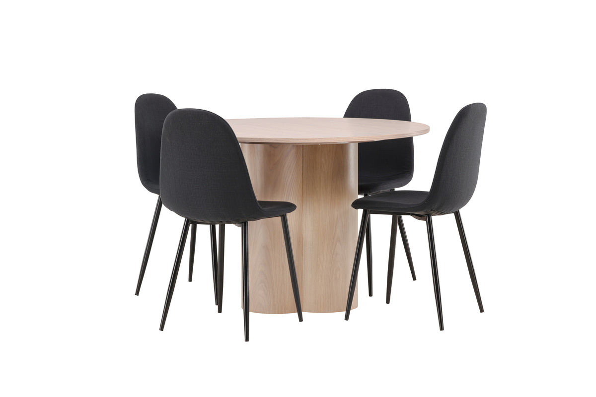 Dining Chair 2-pack Black + Round Dining Table ø110 Whitewash