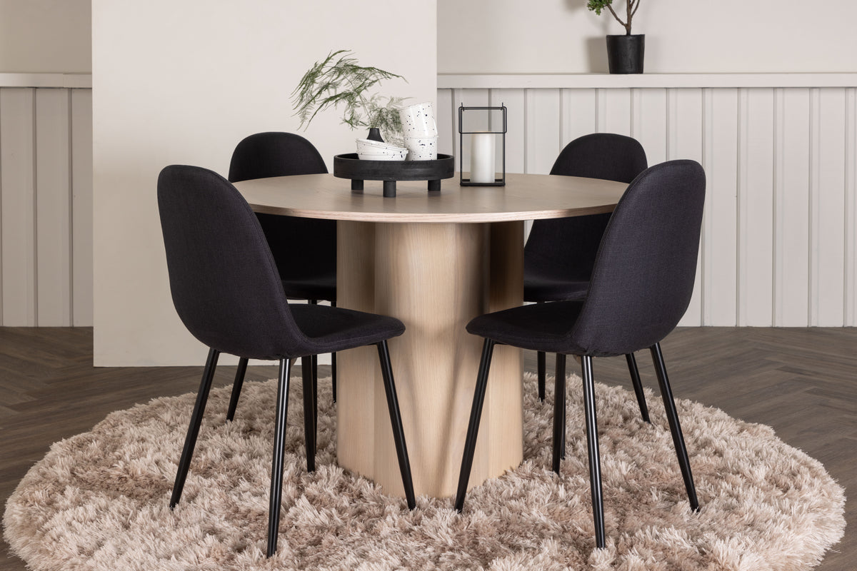 Dining Chair 2-pack Black + Round Dining Table ø110 Whitewash