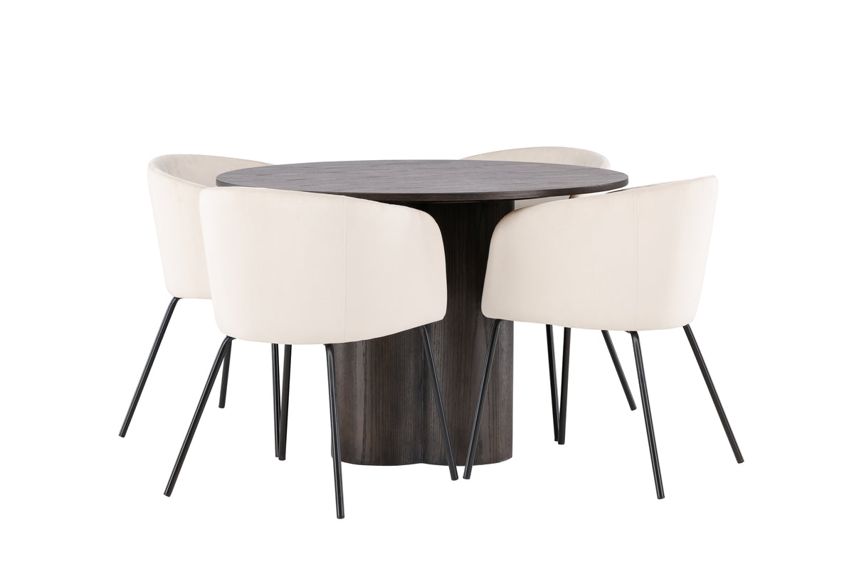 Dining Chair Beige + Round Dining Table ø110 Mocca