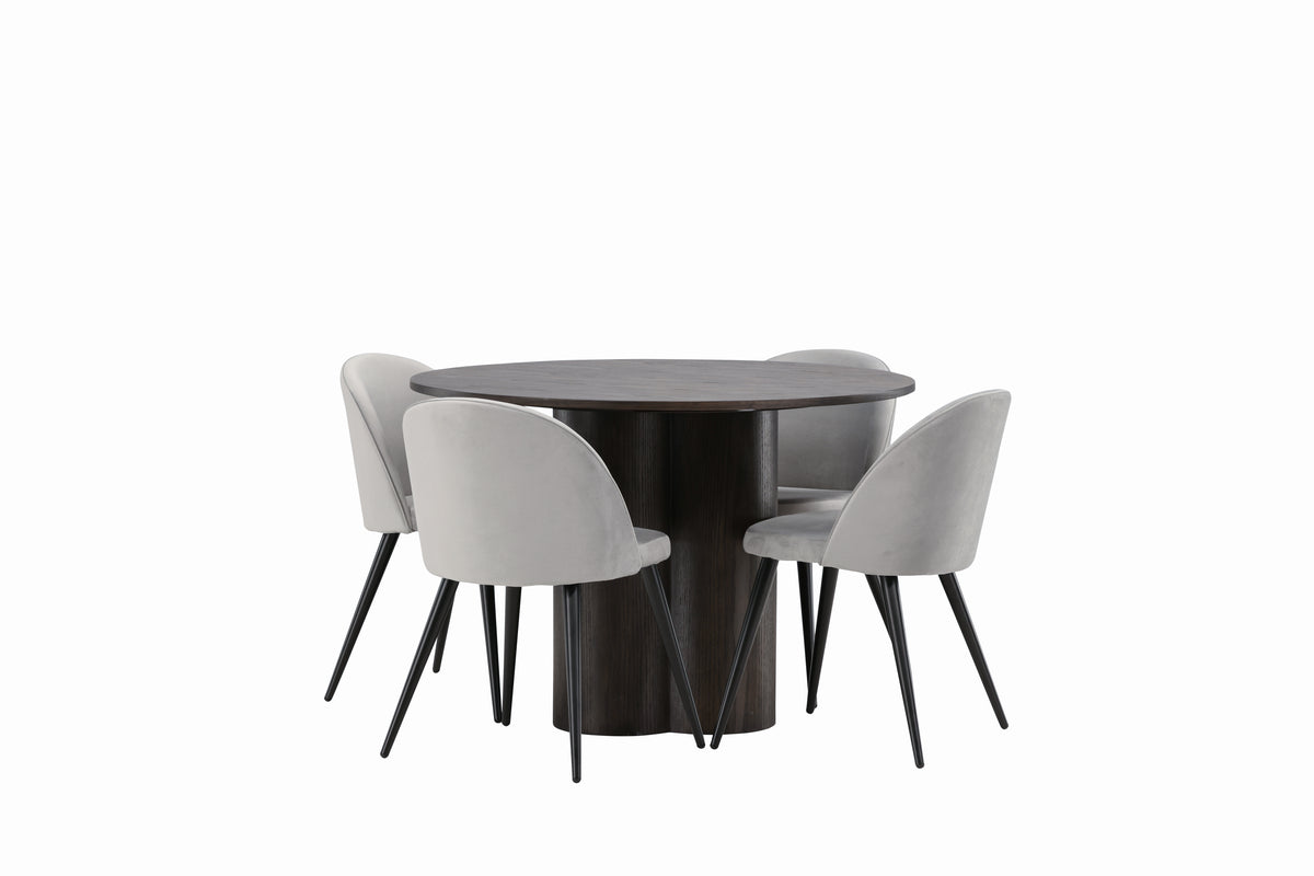 Dining Chair 2-pack Grey + Round Dining Table ø110 Mocca
