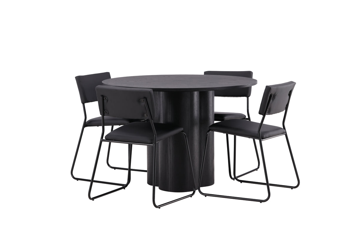 Dining Chair 2-pack Black + Round Dining Table ø110 Black