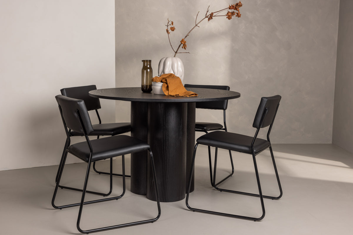 Dining Chair 2-pack Black + Round Dining Table ø110 Black