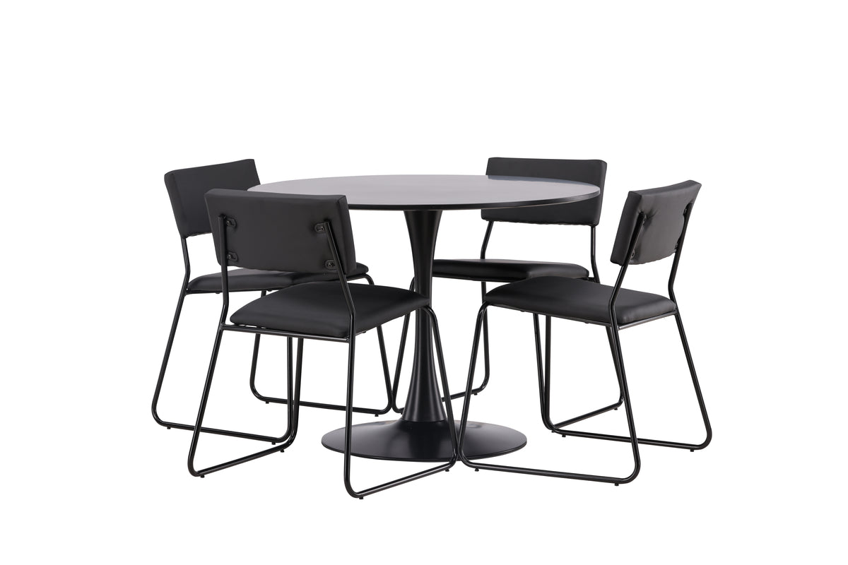 Dining Chair 2-pack Black + Round Dining Table ø100 Black