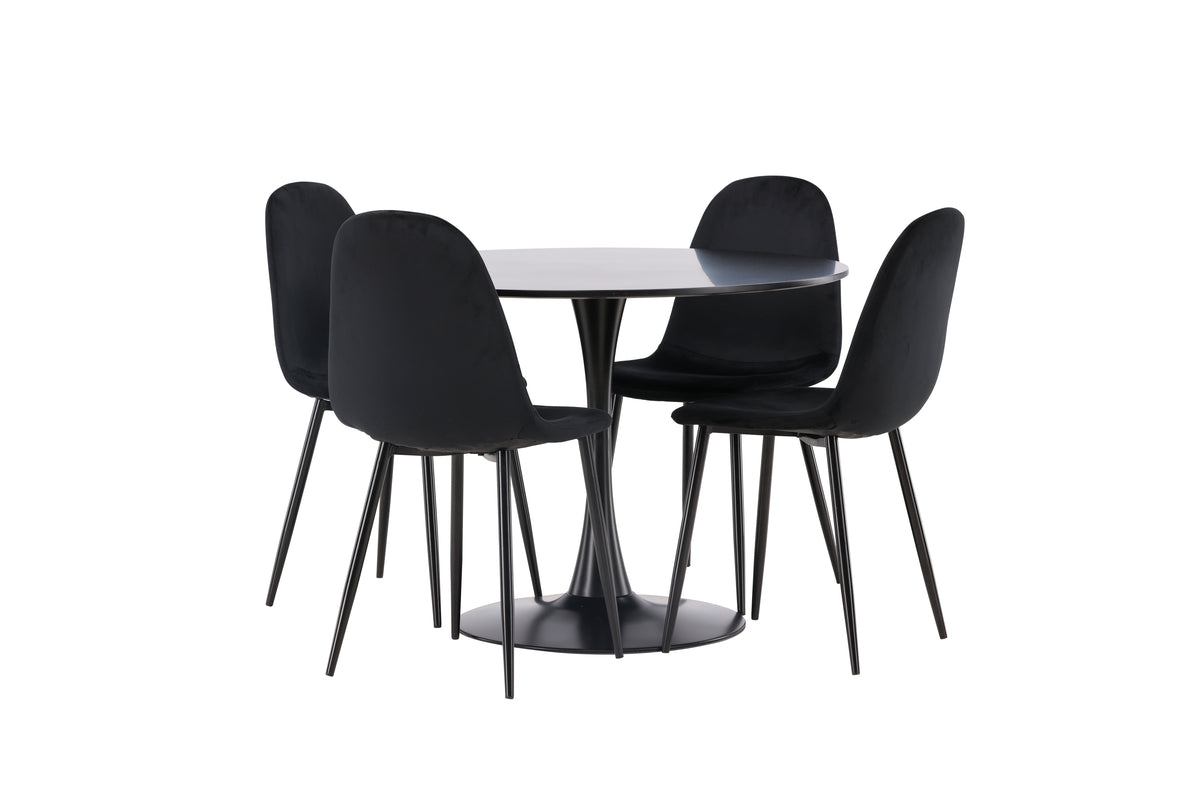 Dining Chair 2-pack Black + Round Dining Table ø100 Black