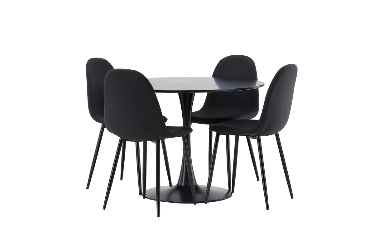 Dining Chair 2-pack Black + Round Dining Table ø100 Black