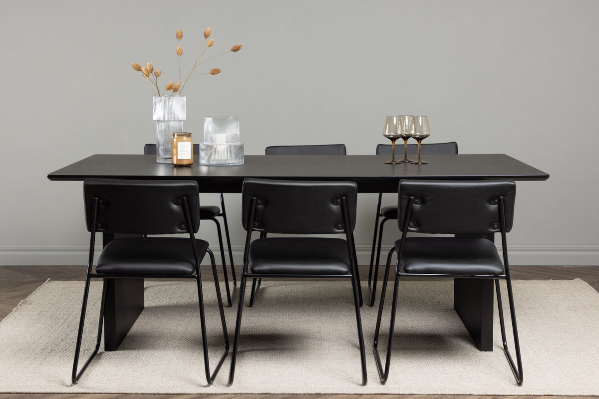 Dining Chair 2-pack Black + Rectangular Dining Table 100 x 200 Black