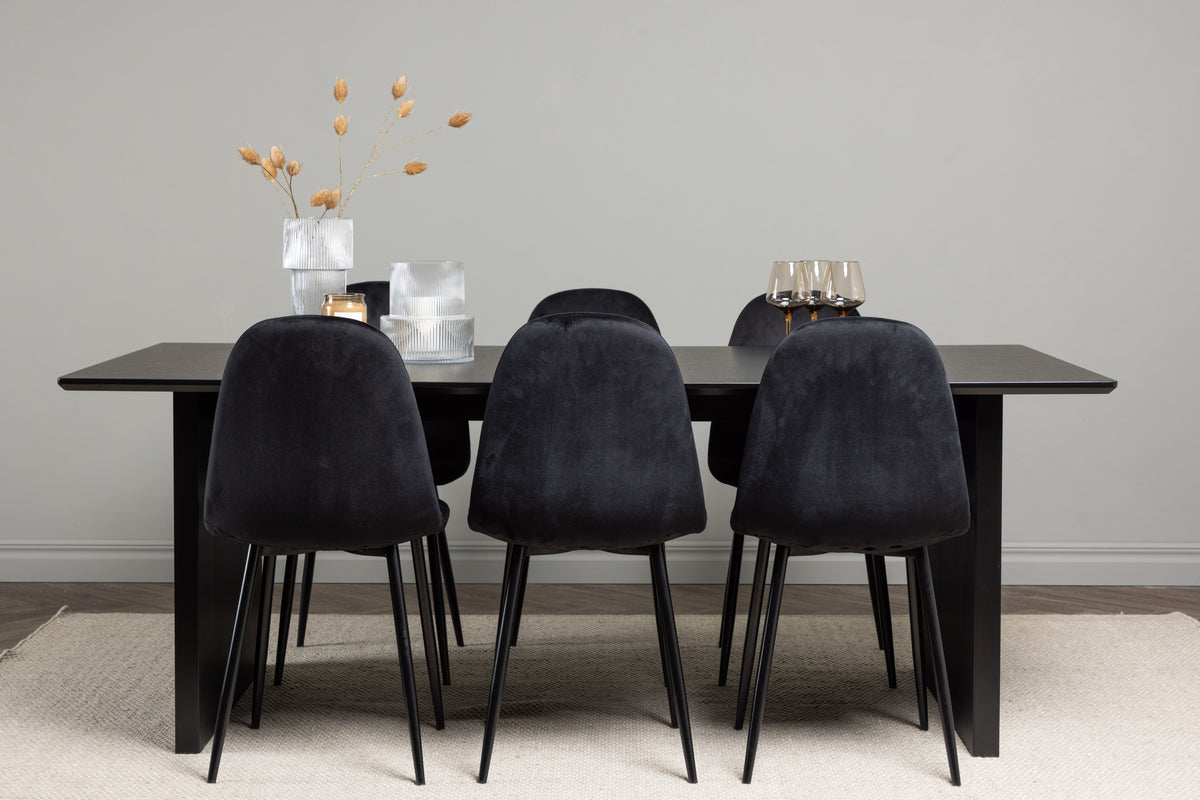 Dining Chair 2-pack Black + Rectangular Dining Table 100 x 200 Black
