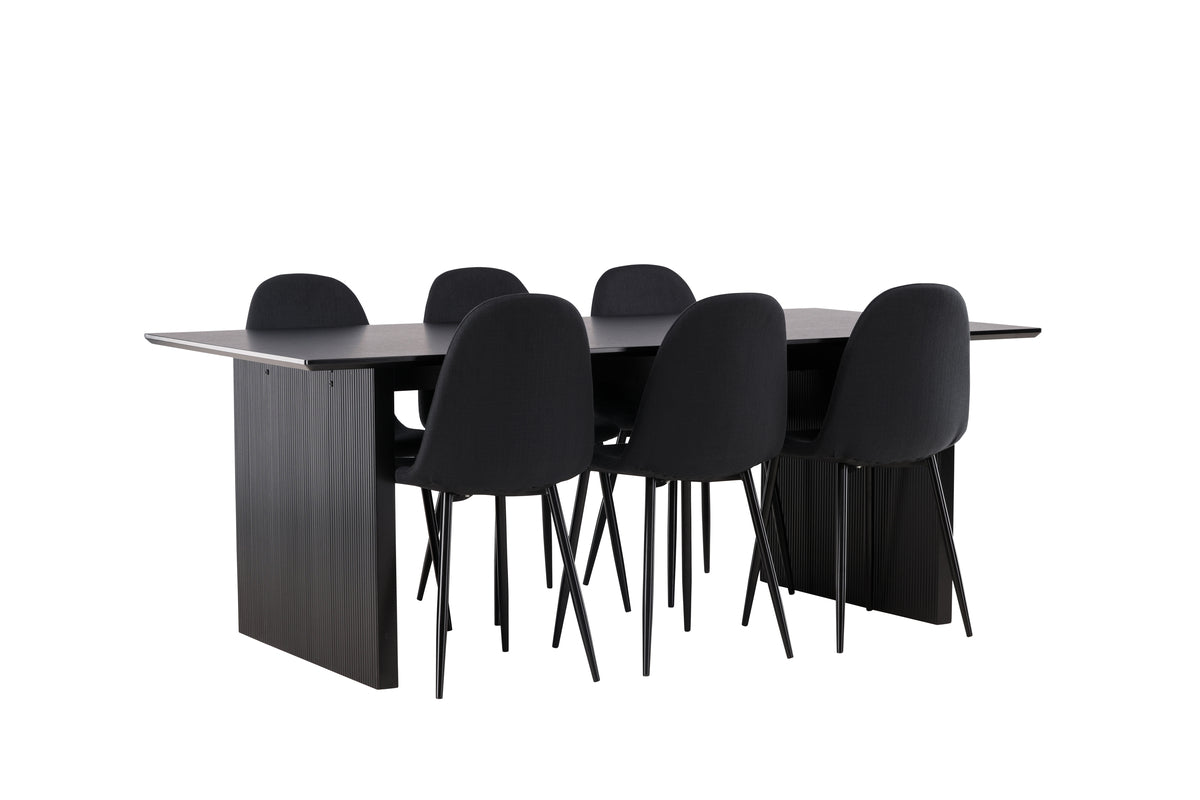 Dining Chair 2-pack Black + Rectangular Dining Table 100 x 200 Black