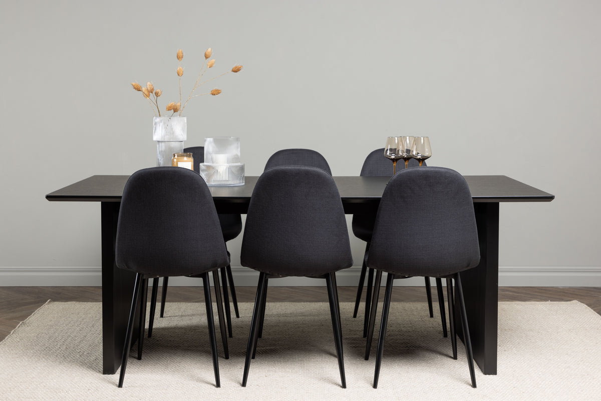 Dining Chair 2-pack Black + Rectangular Dining Table 100 x 200 Black
