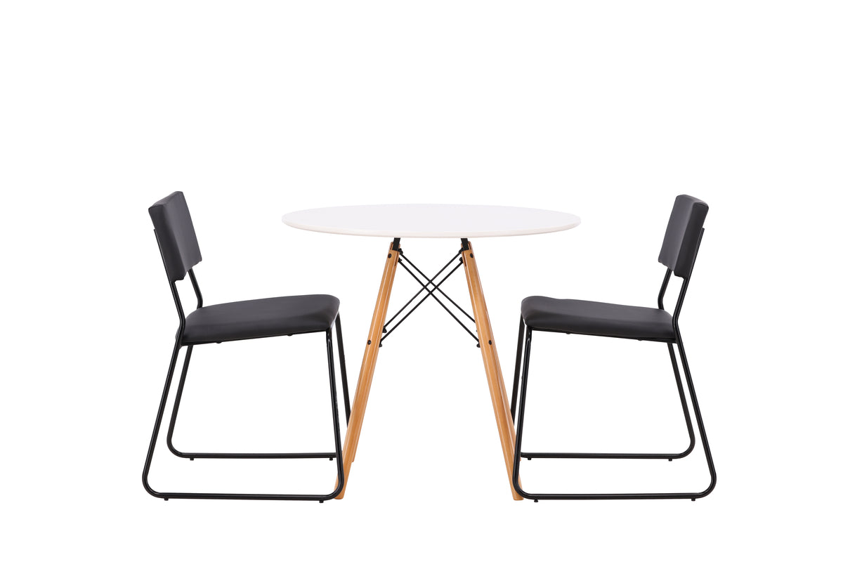 Dining Chair 2-pack Black + Round Dining Table ø60 White