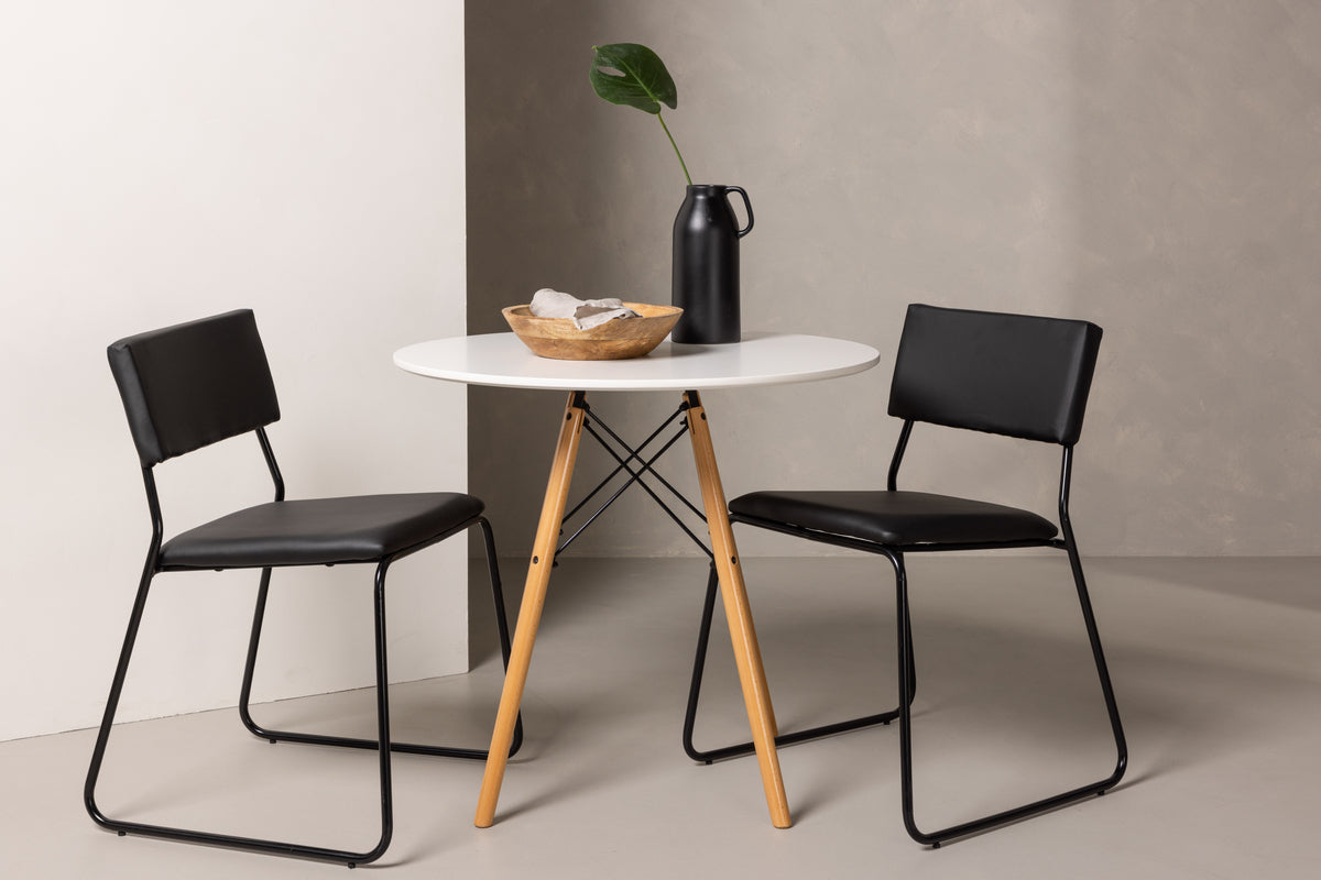 Dining Chair 2-pack Black + Round Dining Table ø60 White