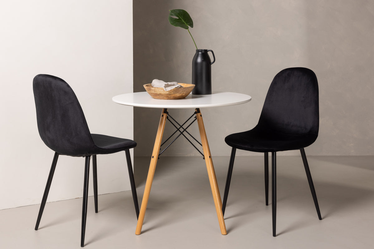 Dining Chair 2-pack Black + Round Dining Table ø60 White