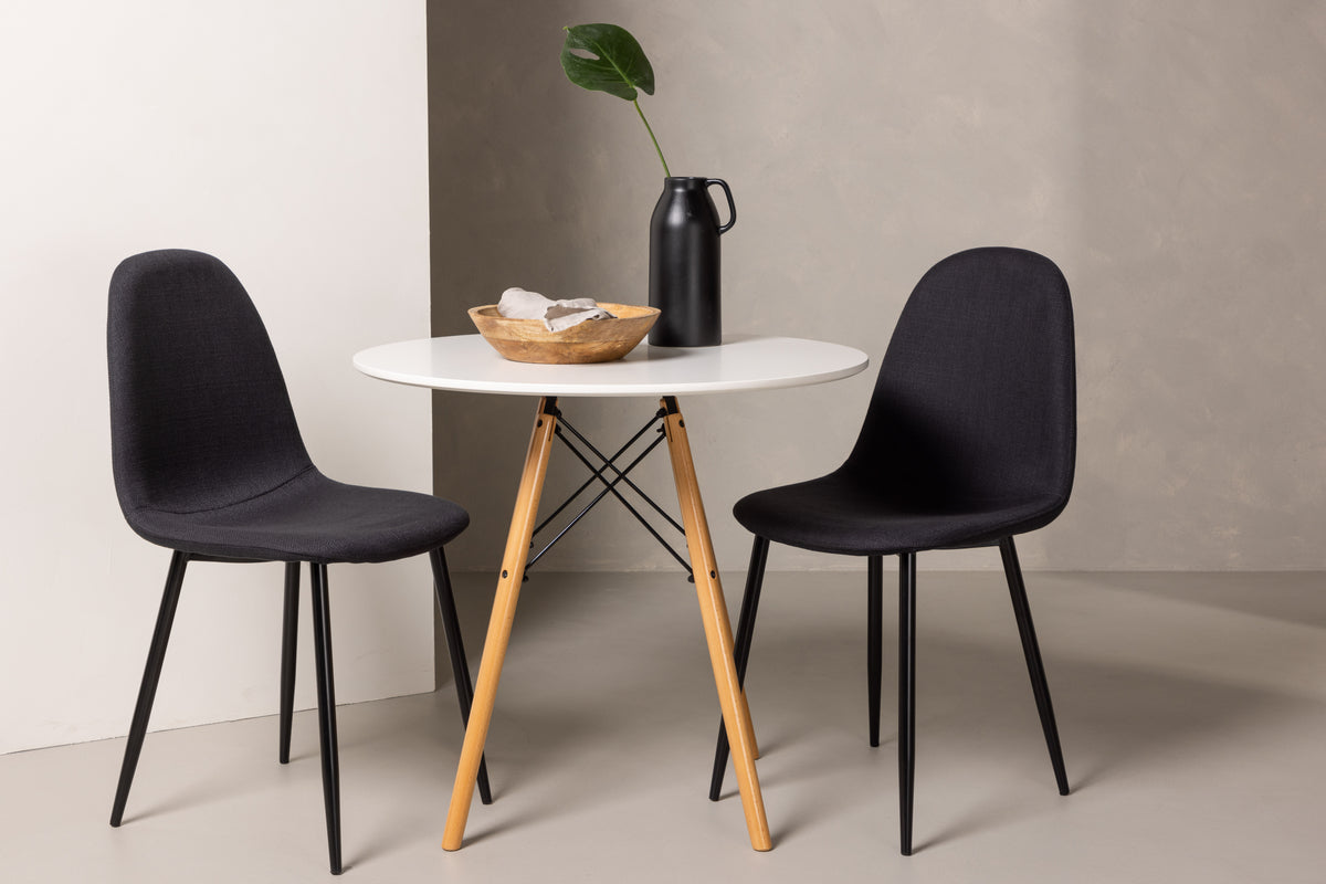 Dining Chair 2-pack Black + Round Dining Table ø60 White