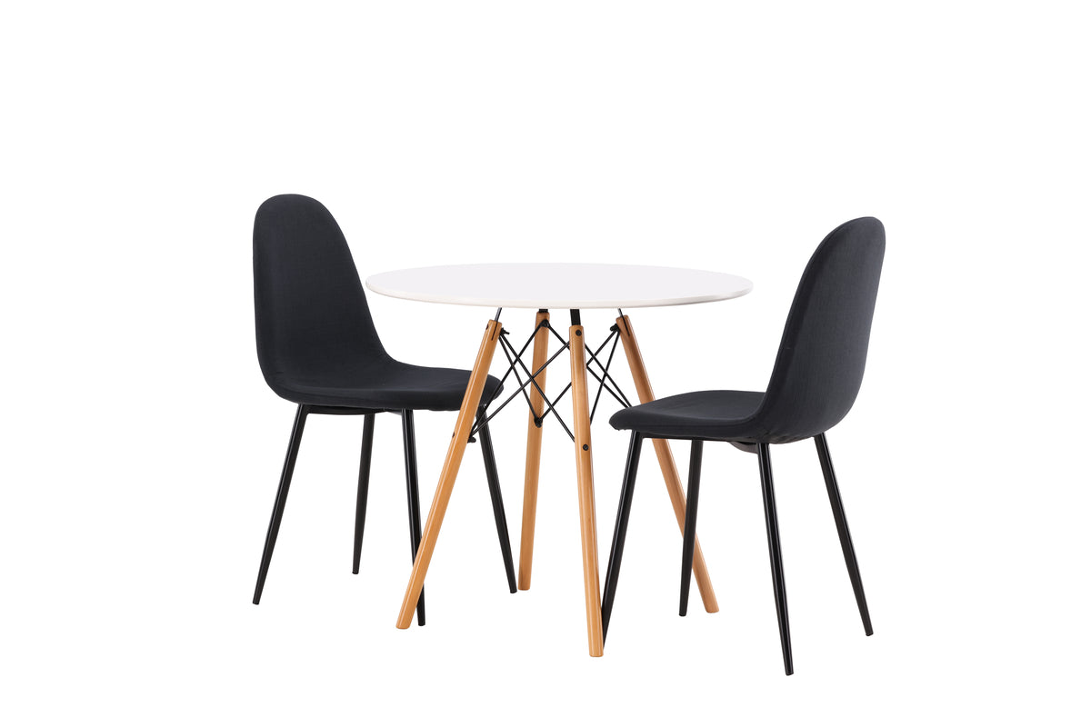 Dining Chair 2-pack Black + Round Dining Table ø60 White