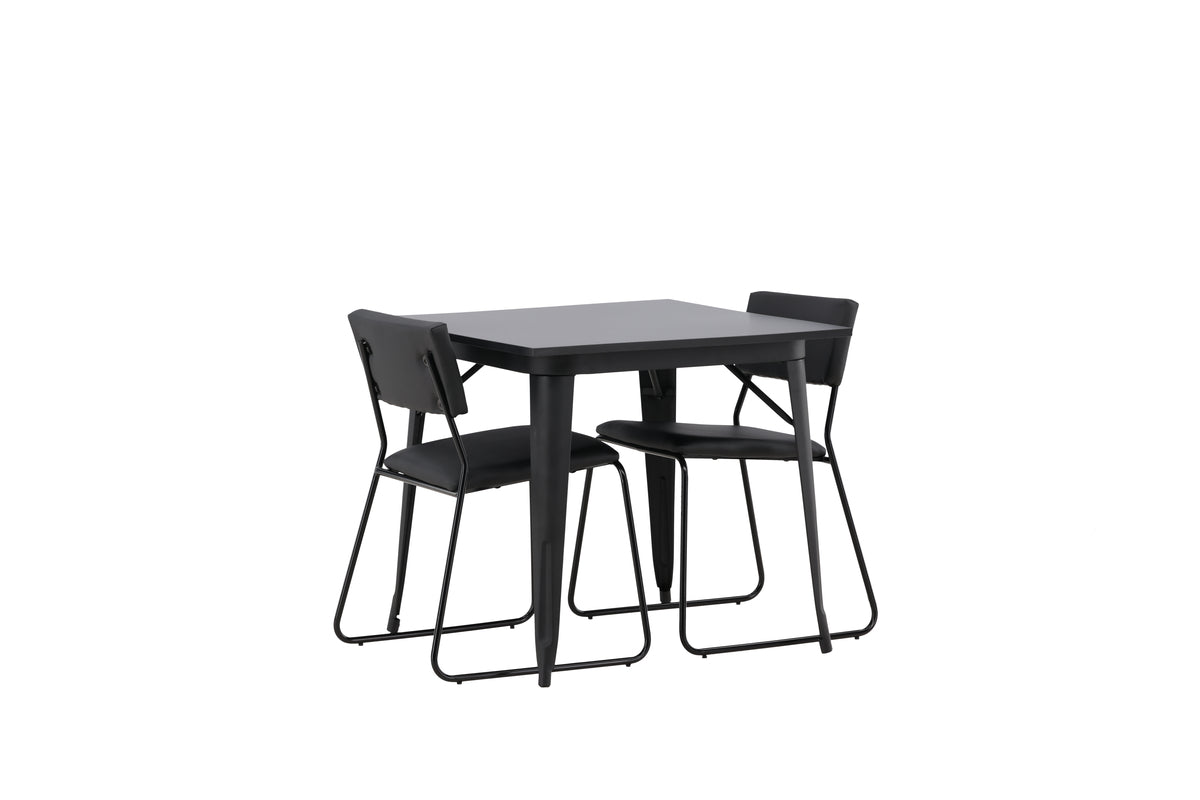 Dining Chair 2-pack Black + Rectangular Dining Table 80 x 80 Black