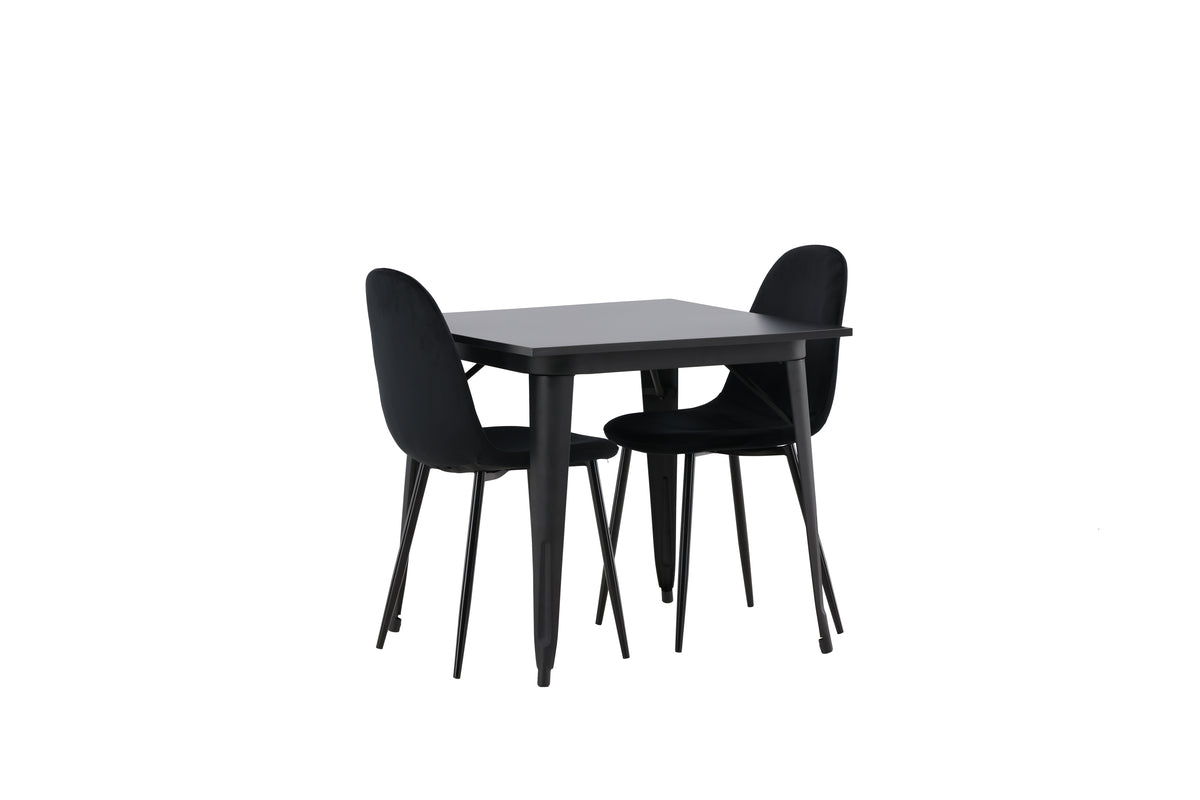 Dining Chair 2-pack Black + Rectangular Dining Table 80 x 80 Black