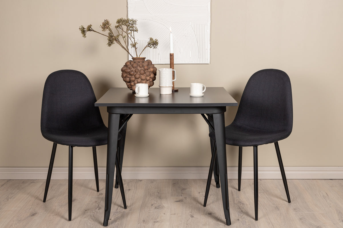 Dining Chair 2-pack Black + Rectangular Dining Table 80 x 80 Black