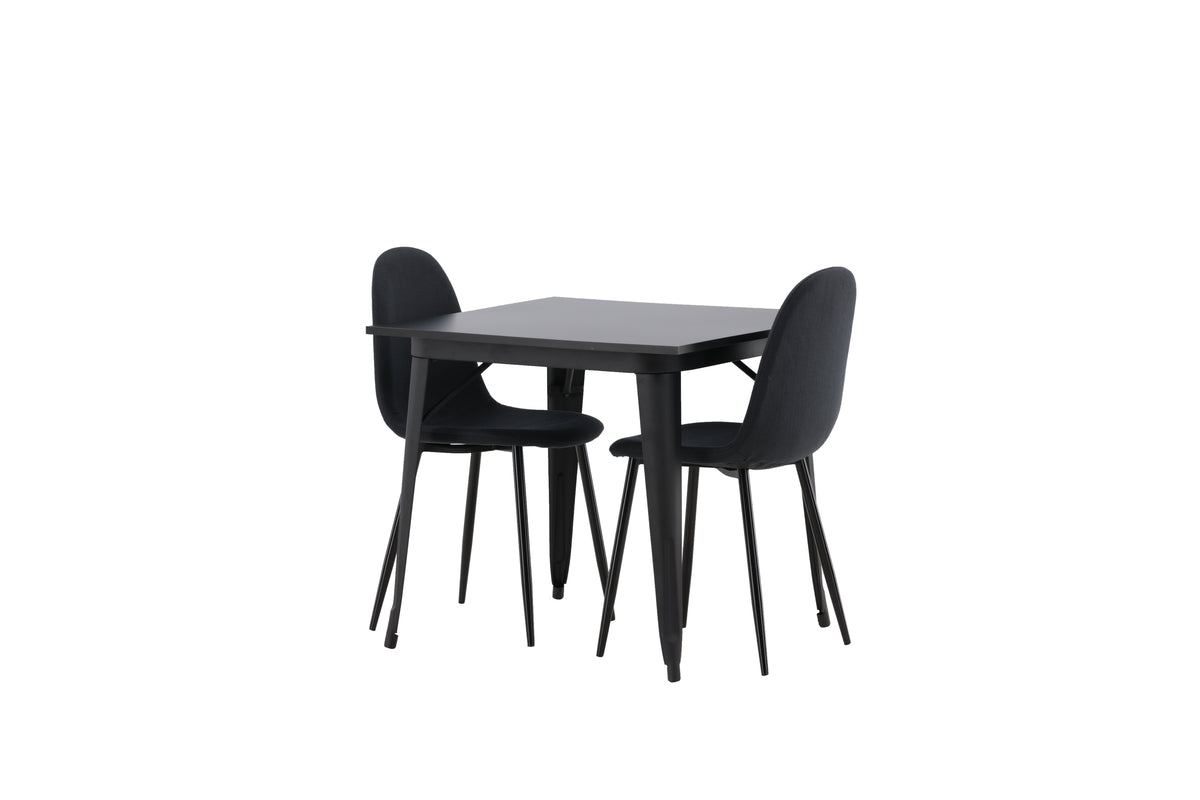 Dining Chair 2-pack Black + Rectangular Dining Table 80 x 80 Black