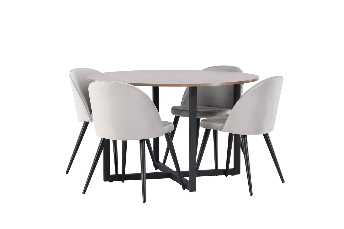 Dining Chair 2-pack Grey + Round Dining Table ø120 Walnut