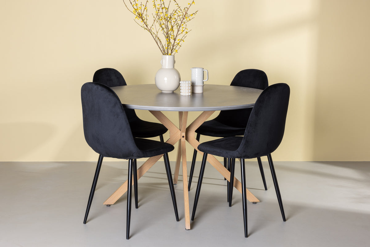 Dining Chair 2-pack Black + Round Dining Table ø120 Grey