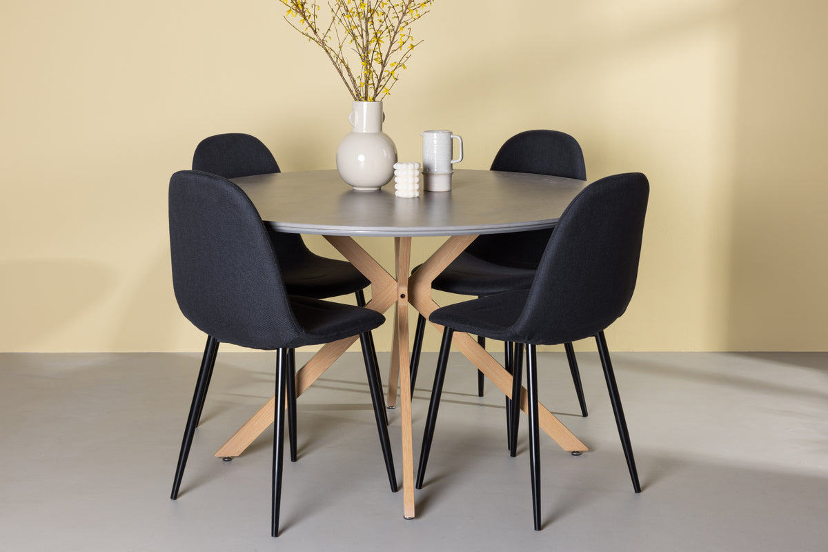 Dining Chair 2-pack Black + Round Dining Table ø120 Grey