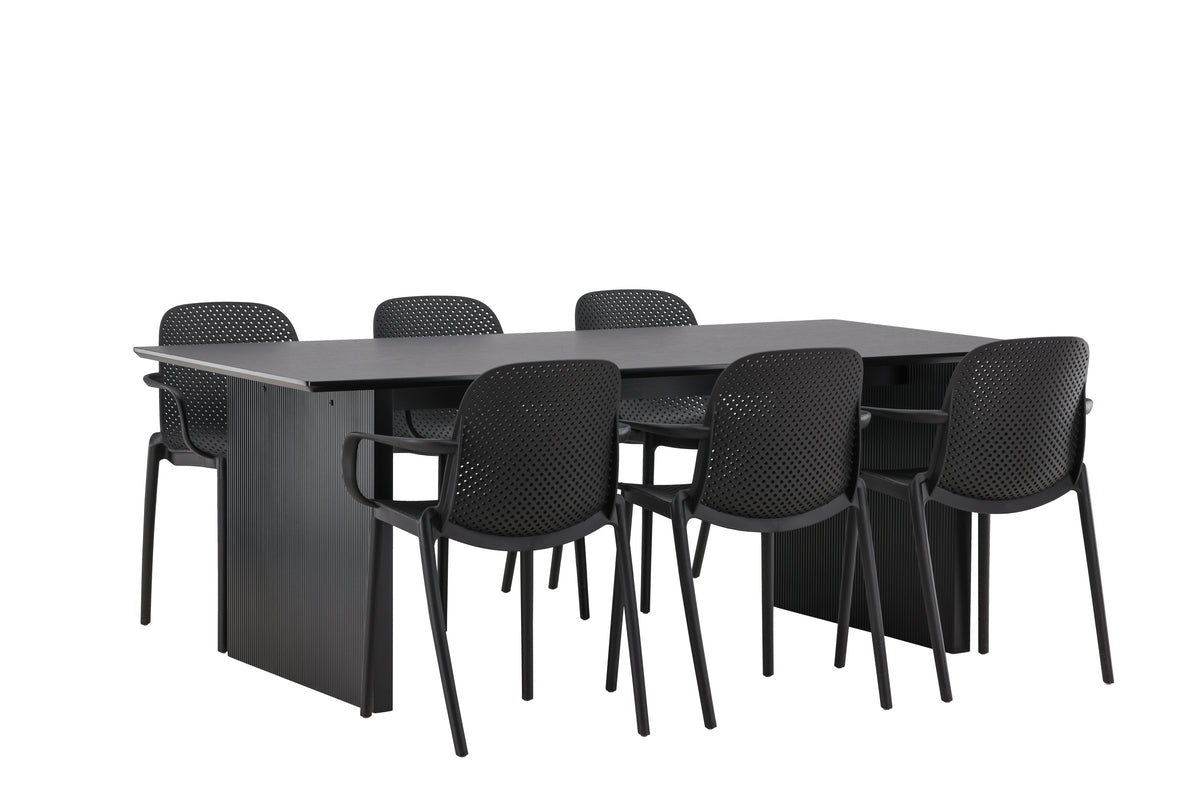 Dining Chair 2-pack Black + Rectangular Dining Table 100 x 200 Black