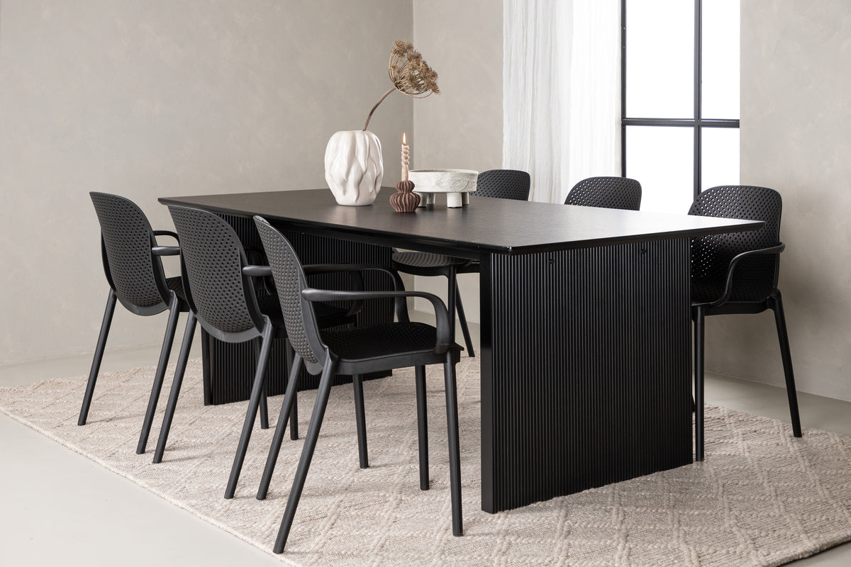Dining Chair 2-pack Black + Rectangular Dining Table 100 x 200 Black