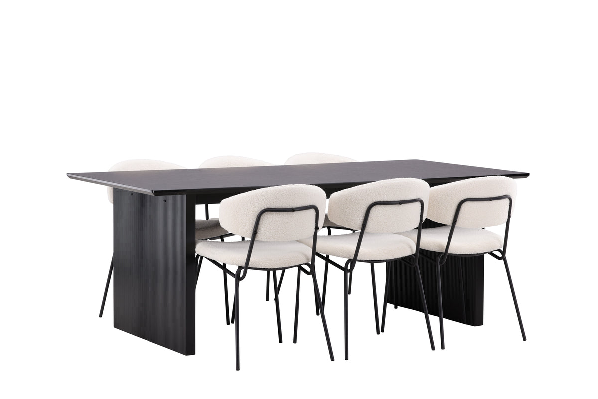 Dining Chair 2-pack White + Rectangular Dining Table 100 x 200 Black