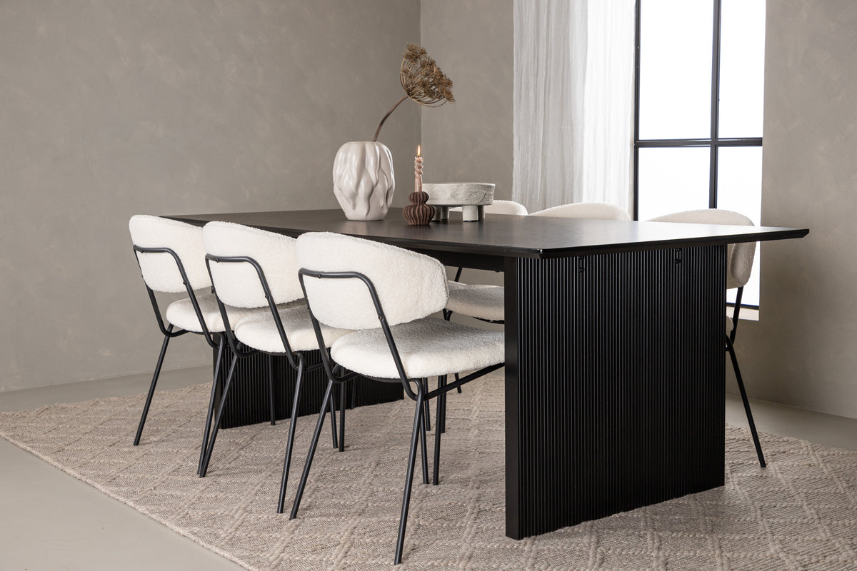 Dining Chair 2-pack White + Rectangular Dining Table 100 x 200 Black