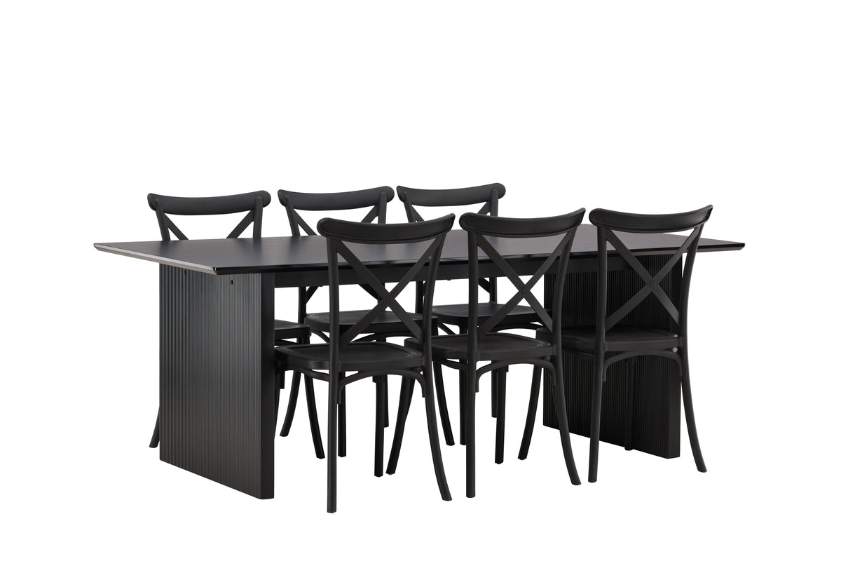 Dining Chair 2-pack Black + Rectangular Dining Table 100 x 200 Black