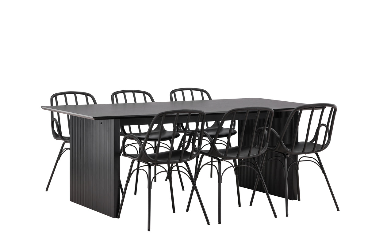 Dining Chair 2-pack Black + Rectangular Dining Table 100 x 200 Black