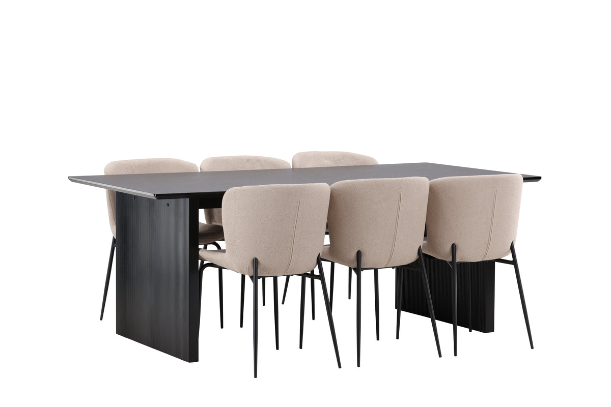 Dining Chair 2-pack Dark Grey + Rectangular Dining Table 100 x 200 Black