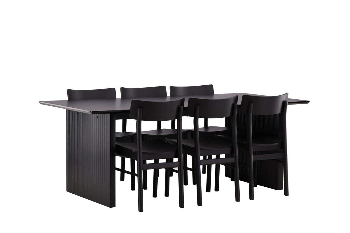Dining Chair 2-pack Black + Rectangular Dining Table 100 x 200 Black