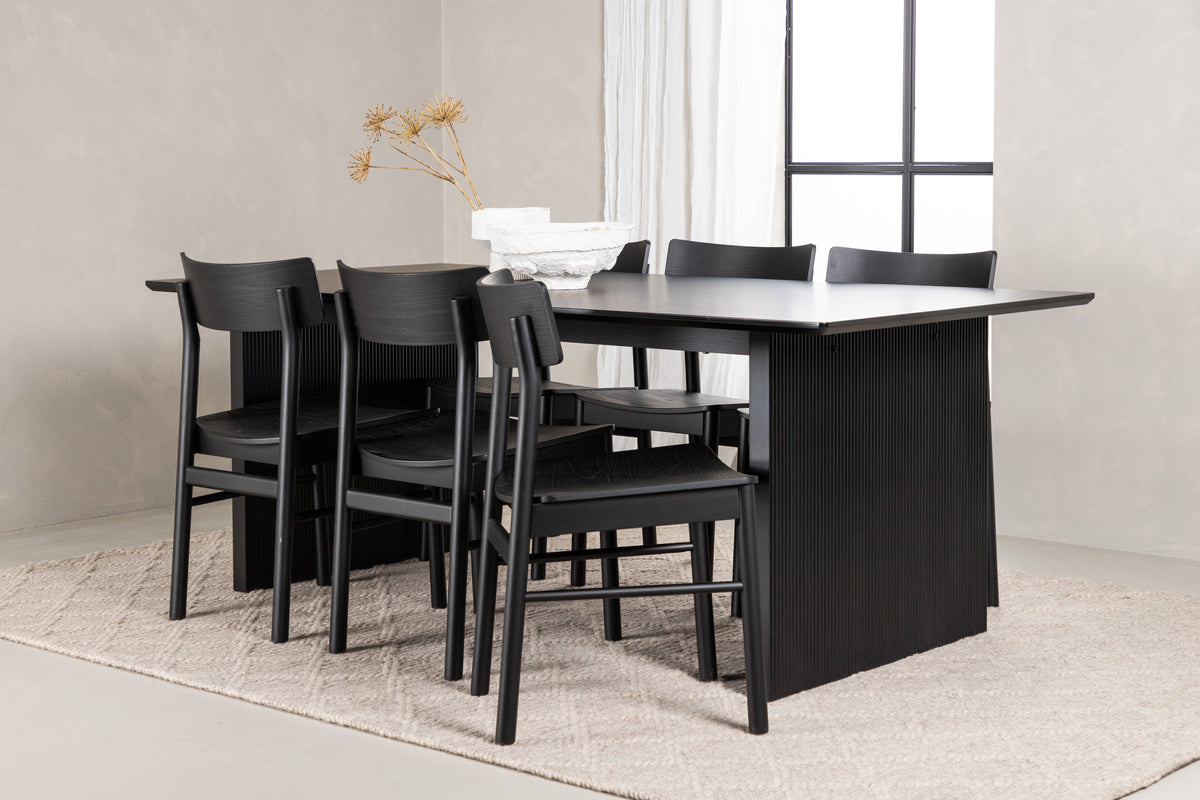 Dining Chair 2-pack Black + Rectangular Dining Table 100 x 200 Black