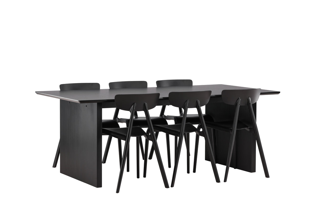 Dining Chair 2-pack Black + Rectangular Dining Table 100 x 200 Black