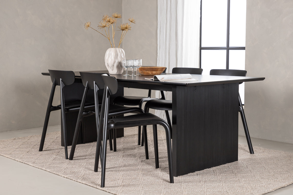 Dining Chair 2-pack Black + Rectangular Dining Table 100 x 200 Black