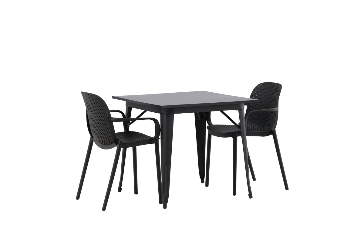 Rectangular Dining Table 80 x 80 Black + Dining Chair 2-pack Black