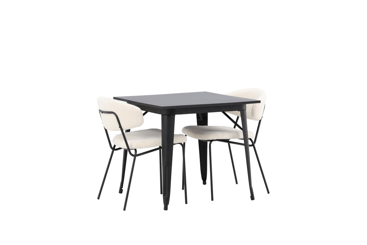 Dining Chair 2-pack White + Rectangular Dining Table 80 x 80 Black