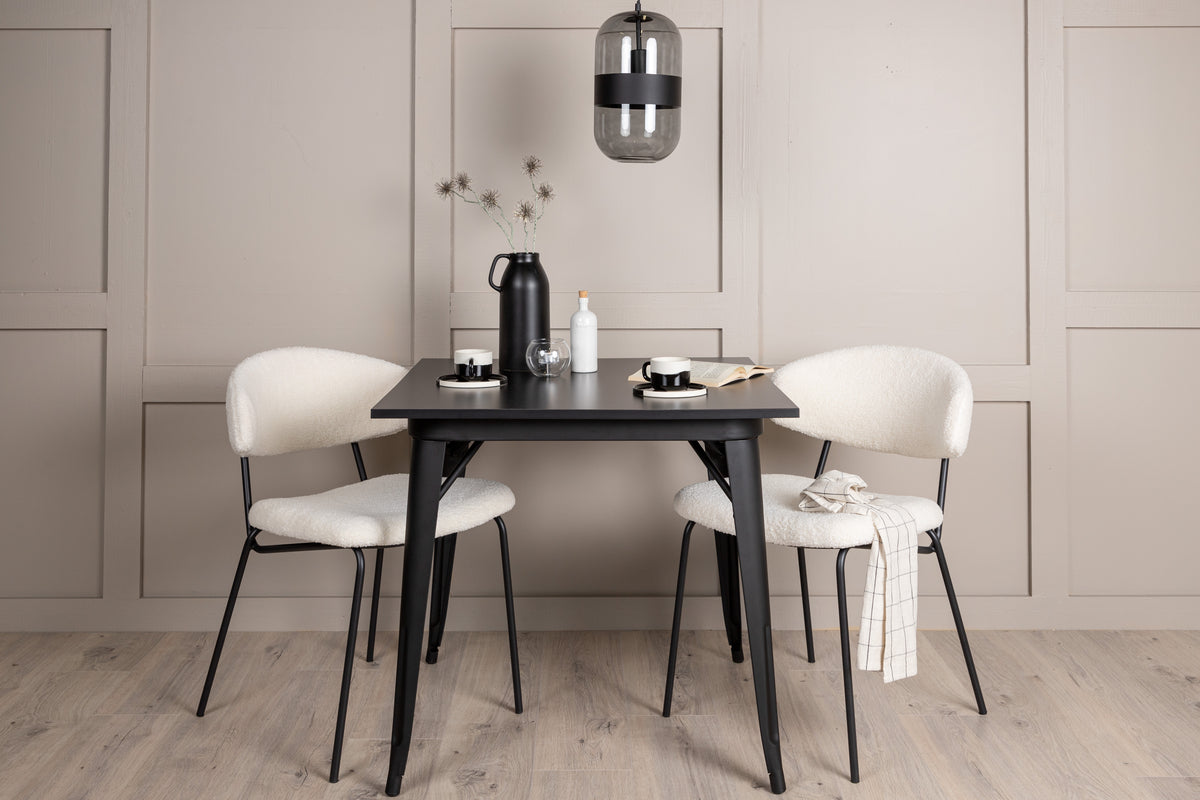 Dining Chair 2-pack White + Rectangular Dining Table 80 x 80 Black