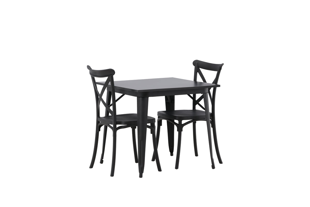 Dining Chair 2-pack Black + Rectangular Dining Table 80 x 80 Black