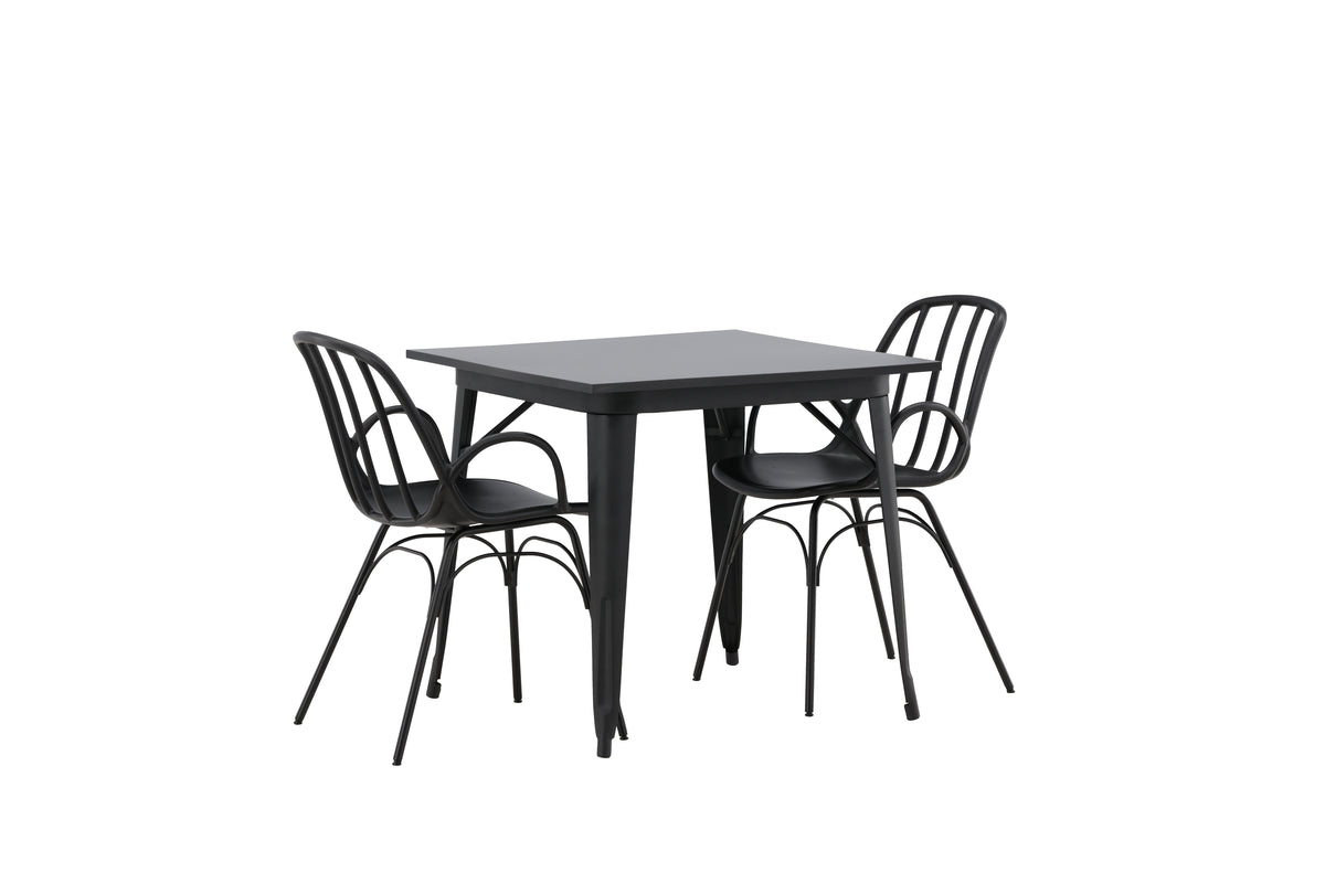 Rectangular Dining Table 80 x 80 Black + Dining Chair 2-pack Black