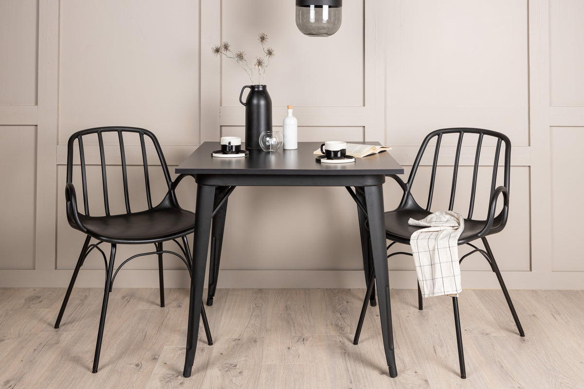 Rectangular Dining Table 80 x 80 Black + Dining Chair 2-pack Black