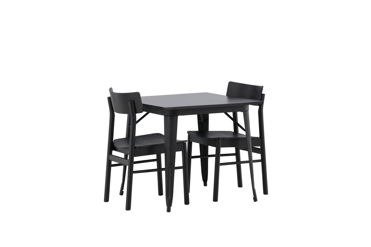 Rectangular Dining Table 80 x 80 Black + Dining Chair 2-pack Black
