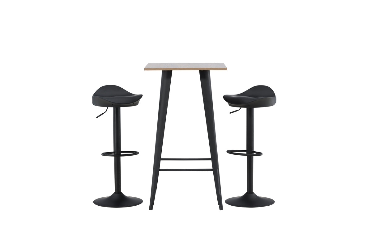 Bar Table 60 x 60 Walnut + Bar Chair 2-pack Black