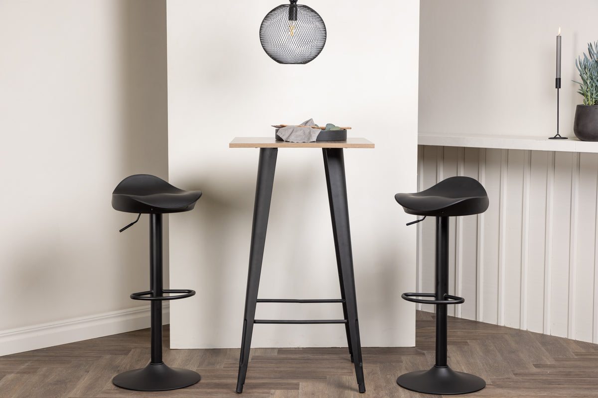 Bar Table 60 x 60 Walnut + Bar Chair 2-pack Black