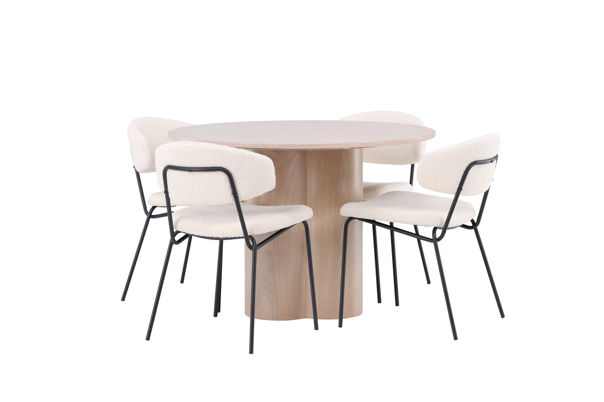 Dining Chair 2-pack White + Round Dining Table ø110 Whitewash