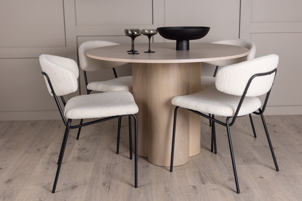 Dining Chair 2-pack White + Round Dining Table ø110 Whitewash