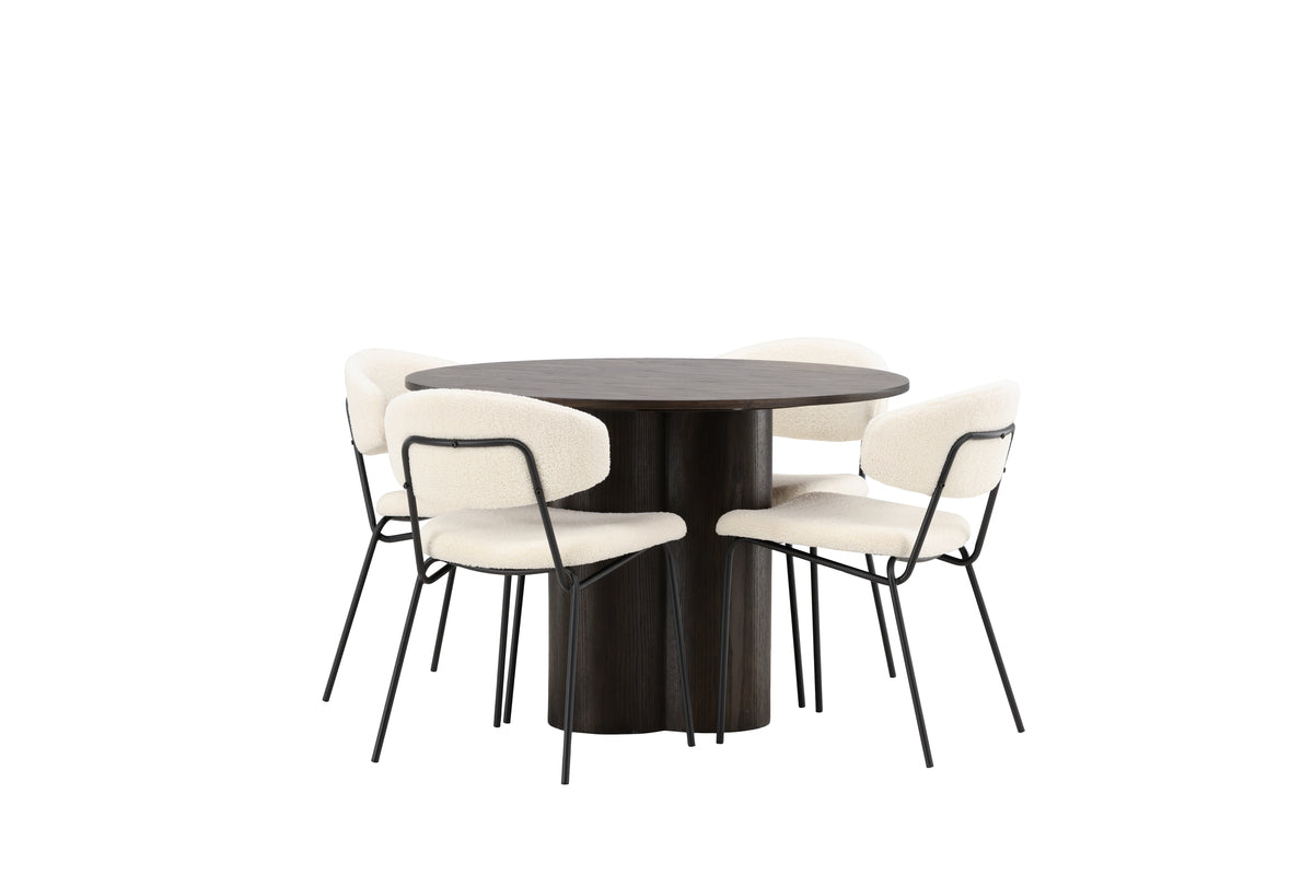 Dining Chair 2-pack White + Round Dining Table ø110 Mocca